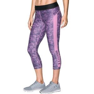 Under Armour HeatGear Printed Cropped Leggings Pink + Purple Size Woman's Small